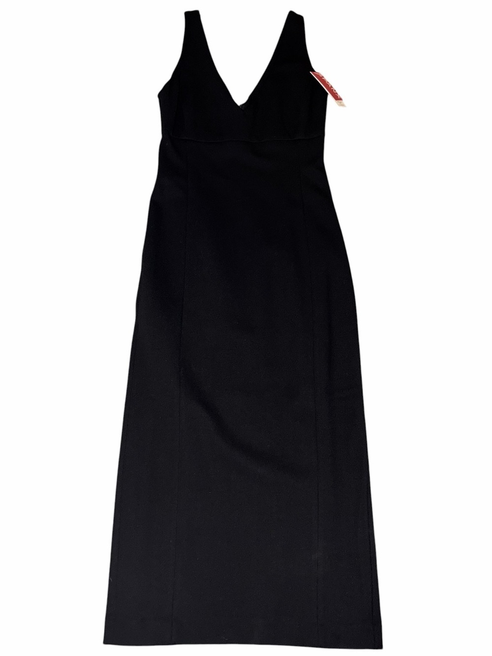 NWT SPANX Low V Neck Midi Dress Ponte Knit Perfect Midi Classic Black XS X-Small - Picture 2 of 6